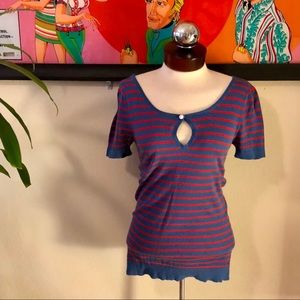 Stripey Keyhole Top